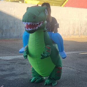 Inflatable Green Dinosaur Costume for Kids